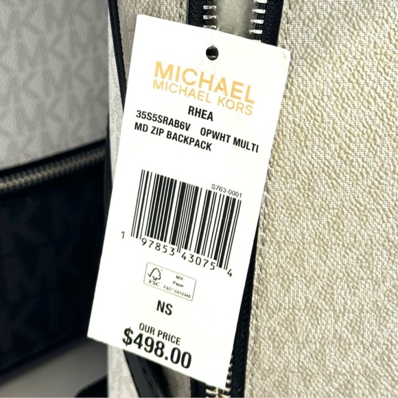 Michael Kors Rhea Medium Color-Block Signature Logo Backpack Optic White Multi - Picture 8 of 8
